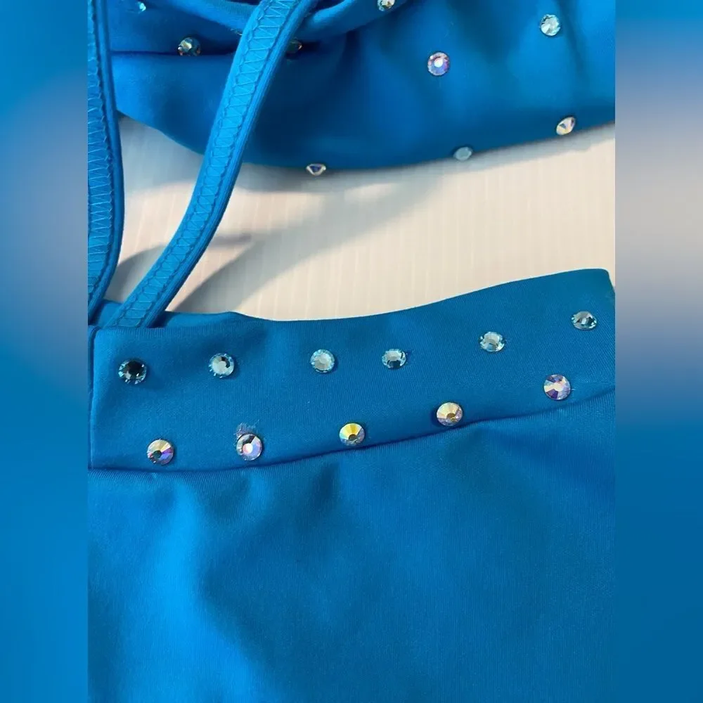 Kelle solo dance costume aqua blue custom sassy jazz 2907 Pretty Girls MA